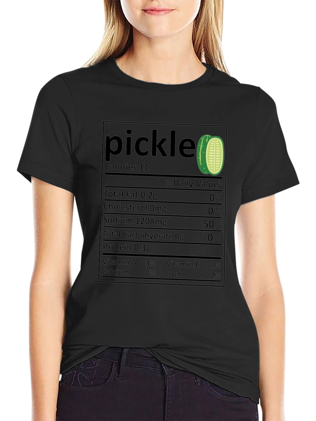 Funny Pickle Nutrition Facts Black T-Shirt