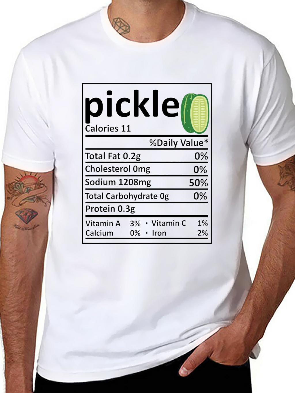 Funny Pickle Nutrition Facts Black T-Shirt