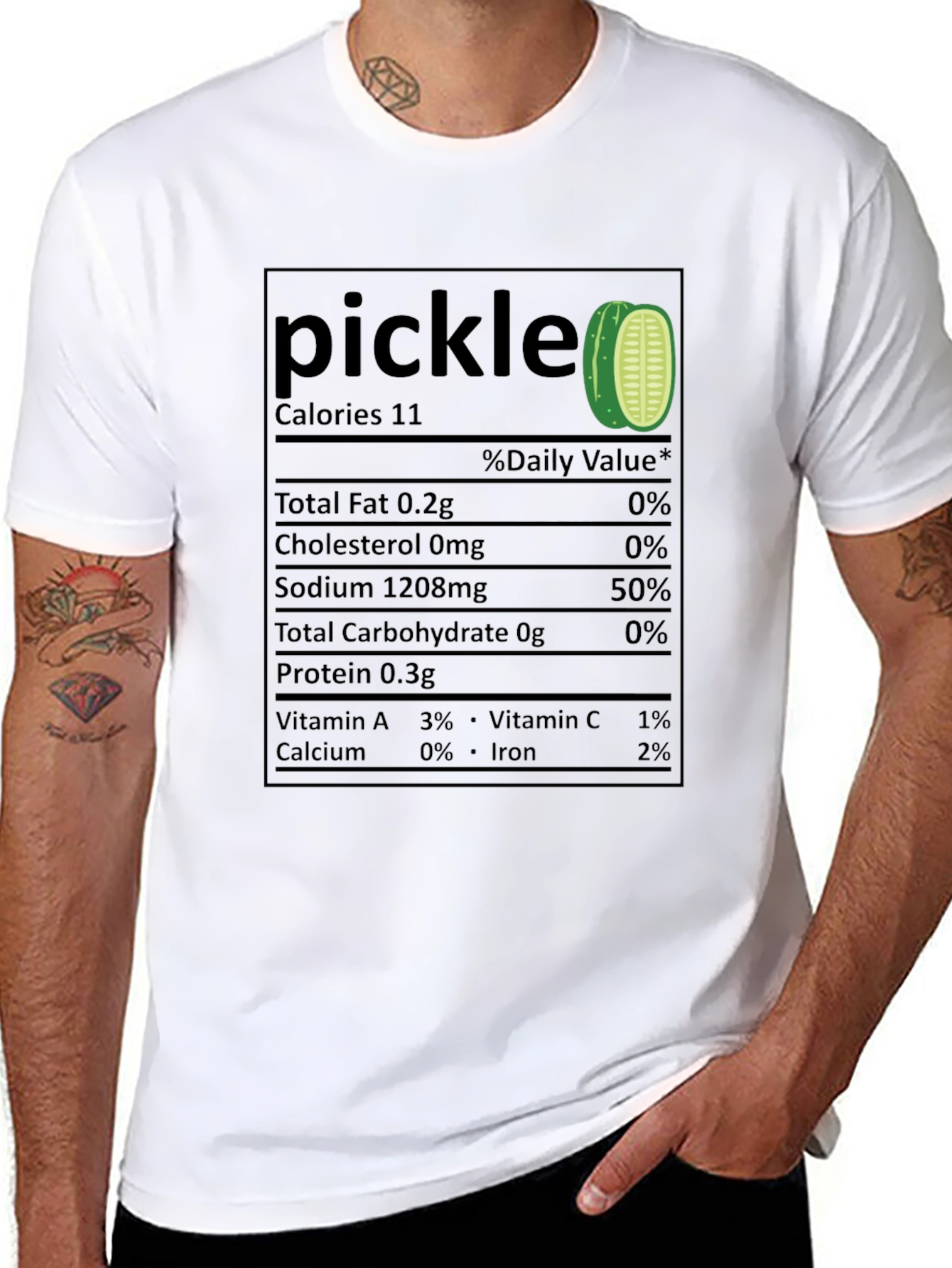 Funny Pickle Nutrition Facts Black T-Shirt