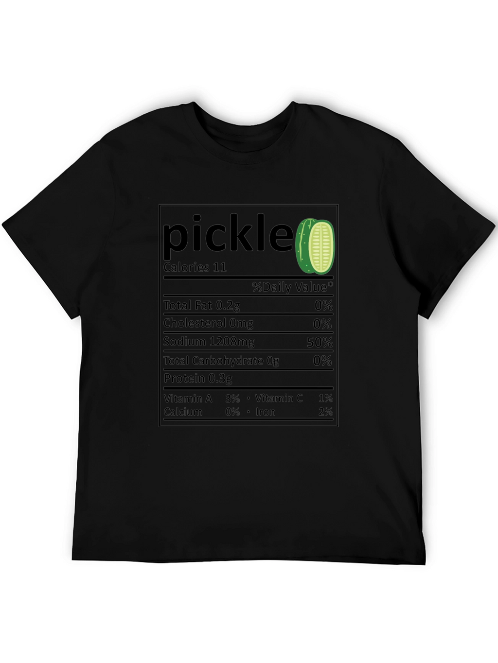 Funny Pickle Nutrition Facts Black T-Shirt