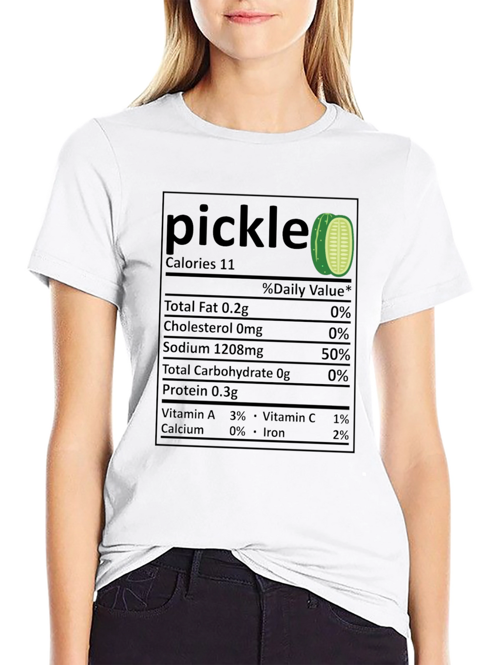 Funny Pickle Nutrition Facts Black T-Shirt