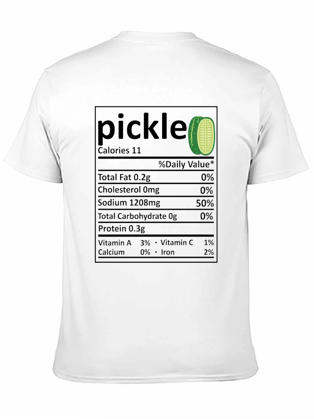 Funny Pickle Nutrition Facts Black T-Shirt