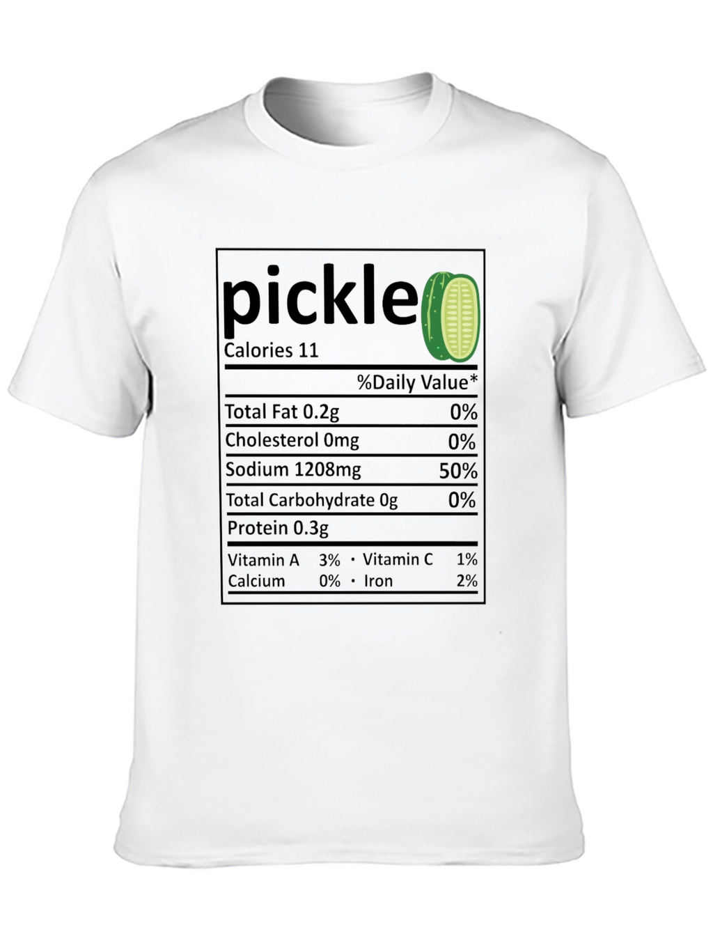 Funny Pickle Nutrition Facts Black T-Shirt