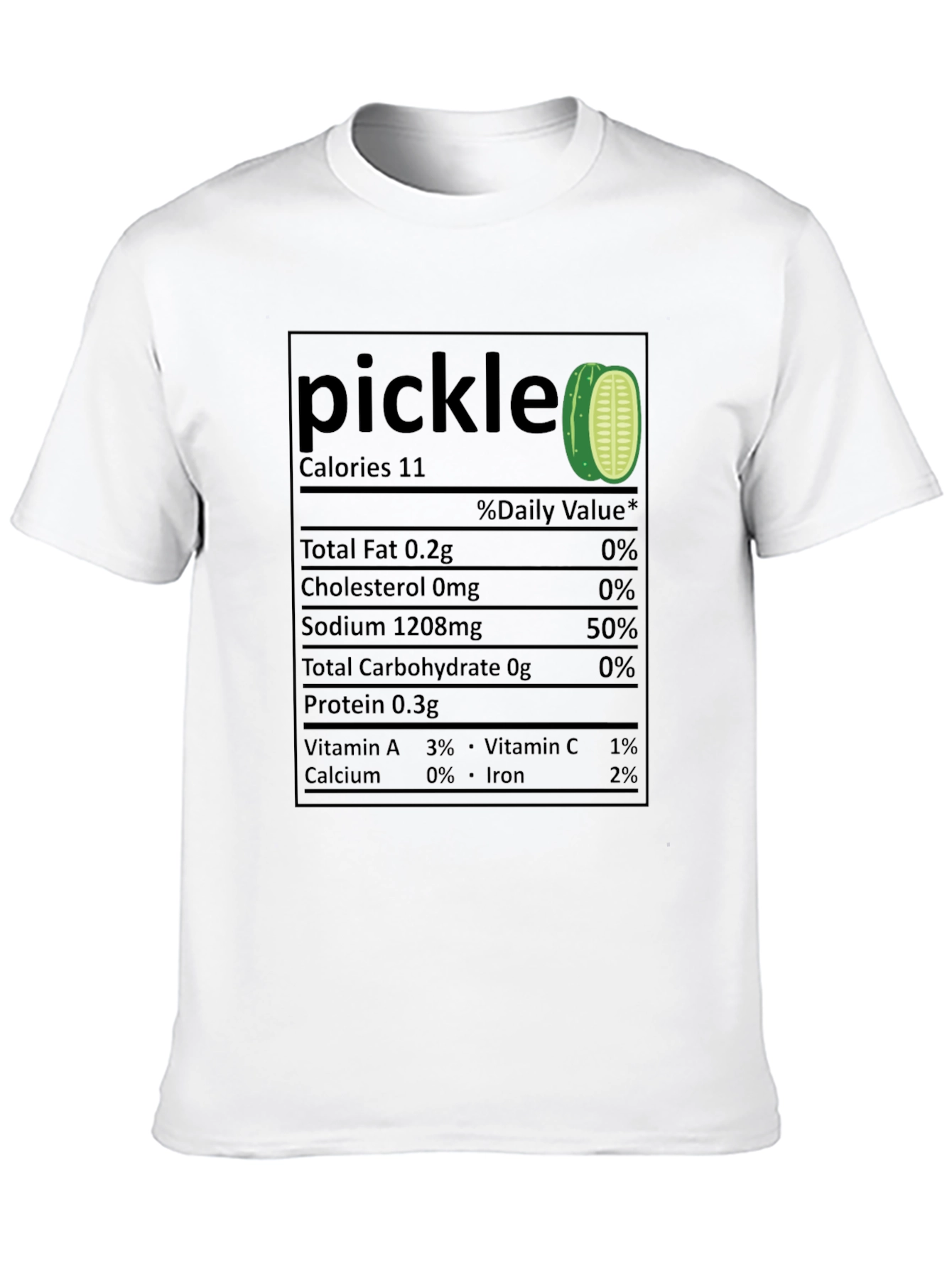 Funny Pickle Nutrition Facts Black T-Shirt