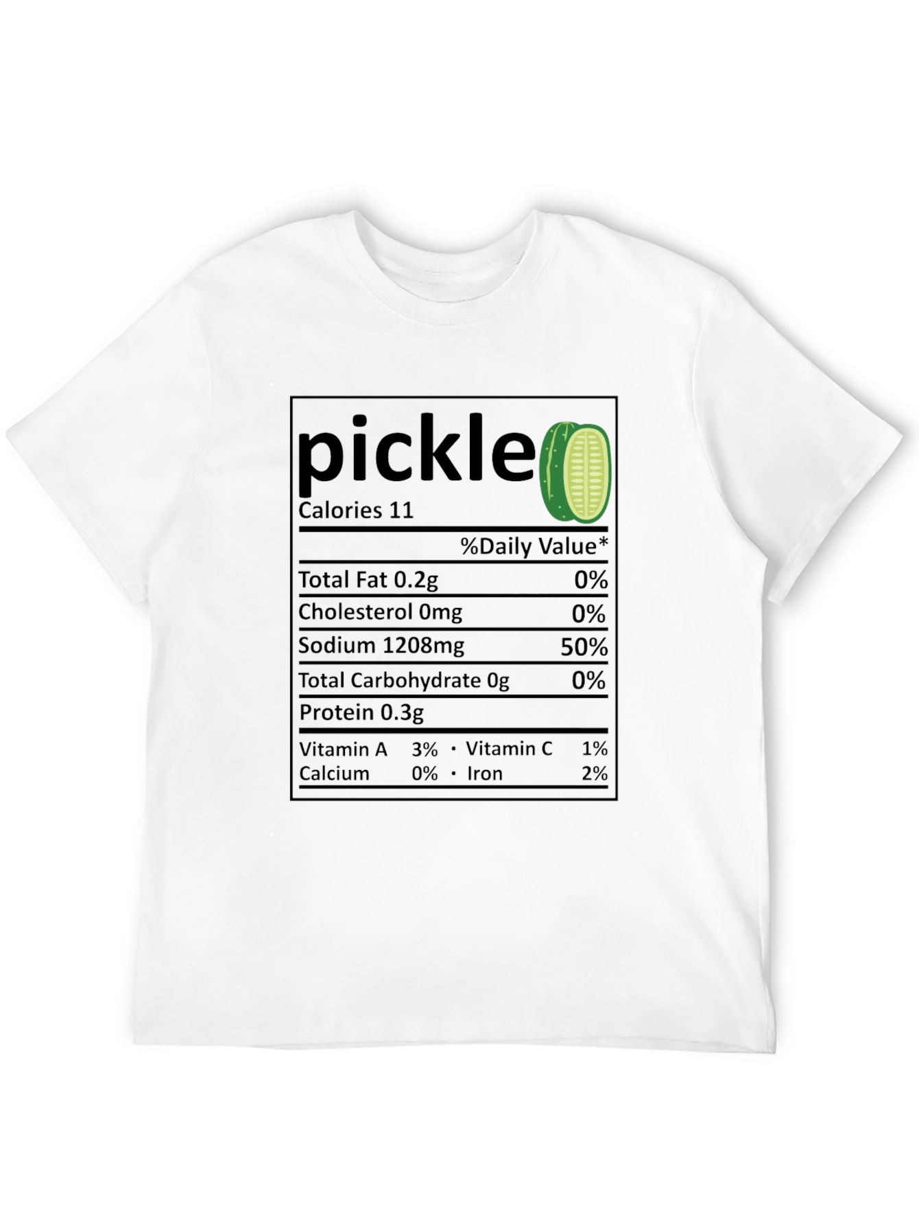 Funny Pickle Nutrition Facts Black T-Shirt