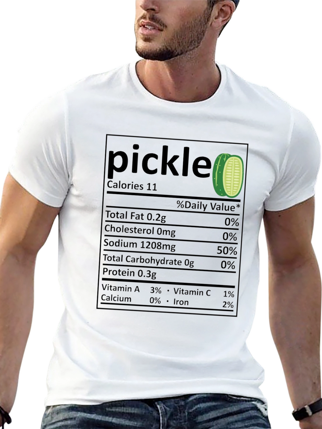 Funny Pickle Nutrition Facts Black T-Shirt