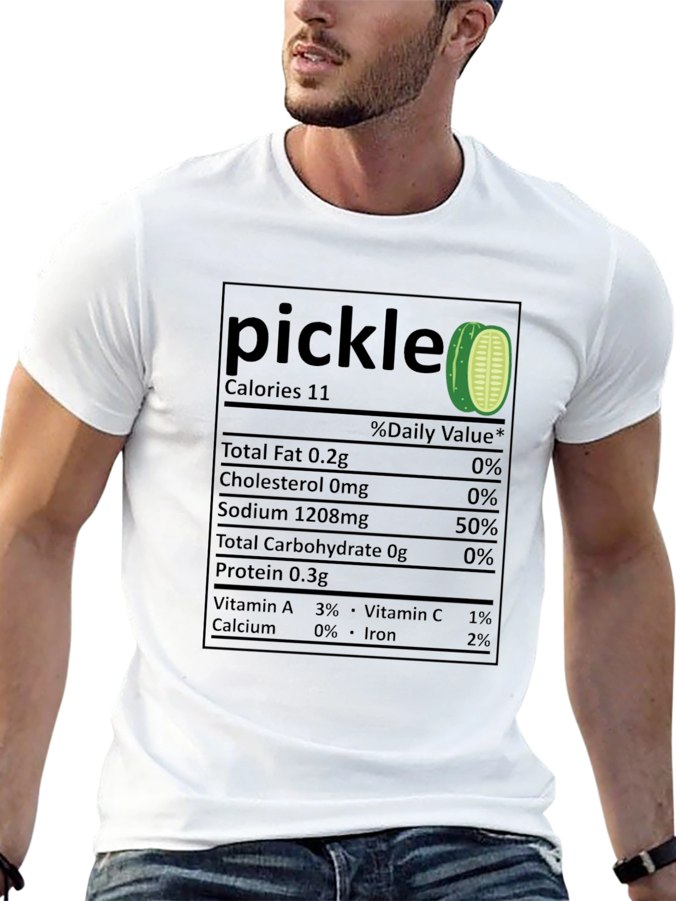 Funny Pickle Nutrition Facts Black T-Shirt