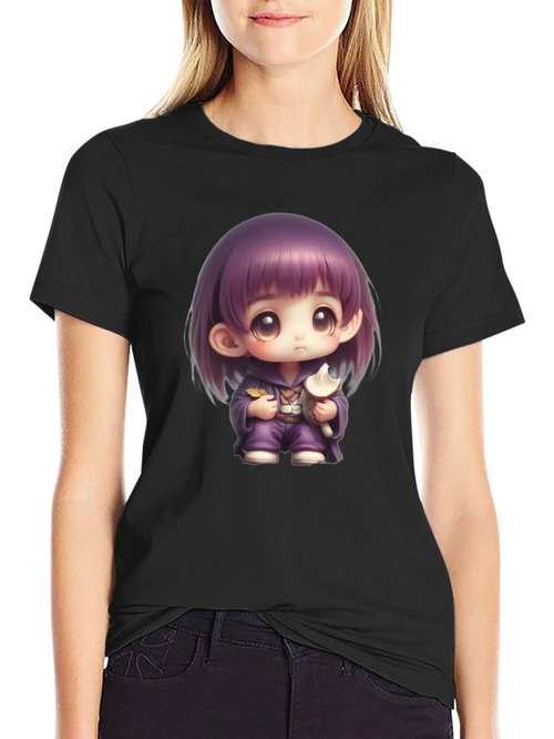 Anime Girl Graphic T-Shirt - Black