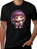 Anime Girl Graphic T-Shirt - Black