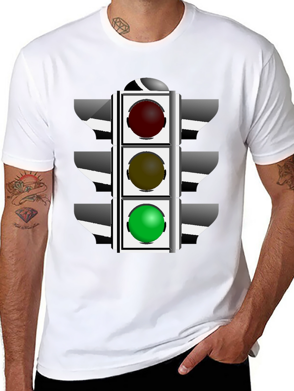 Traffic Light Graphic T-Shirt - Black