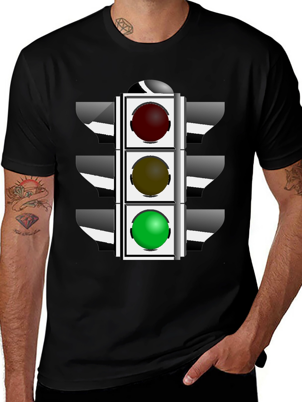 Traffic Light Graphic T-Shirt - Black
