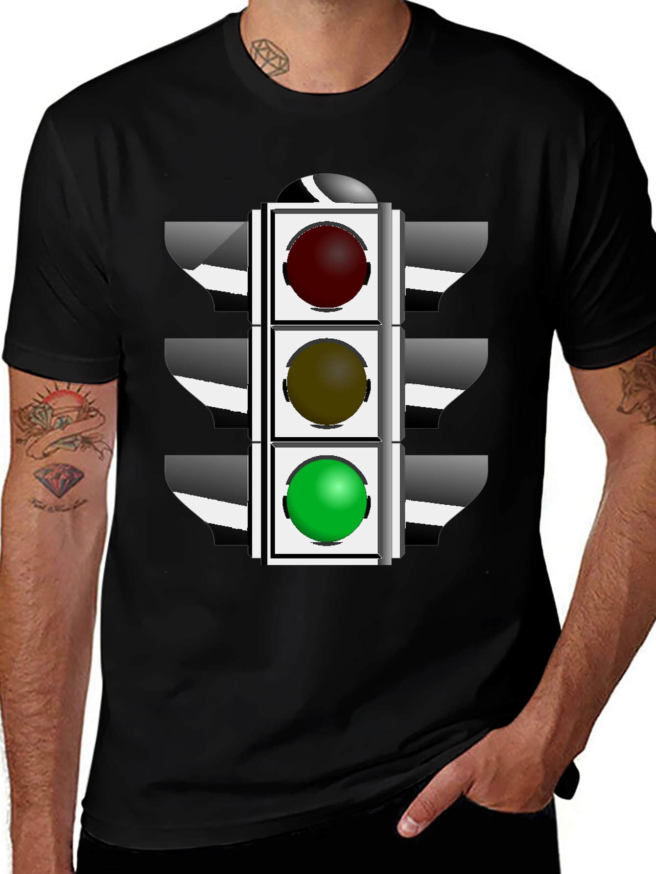 Traffic Light Graphic T-Shirt - Black