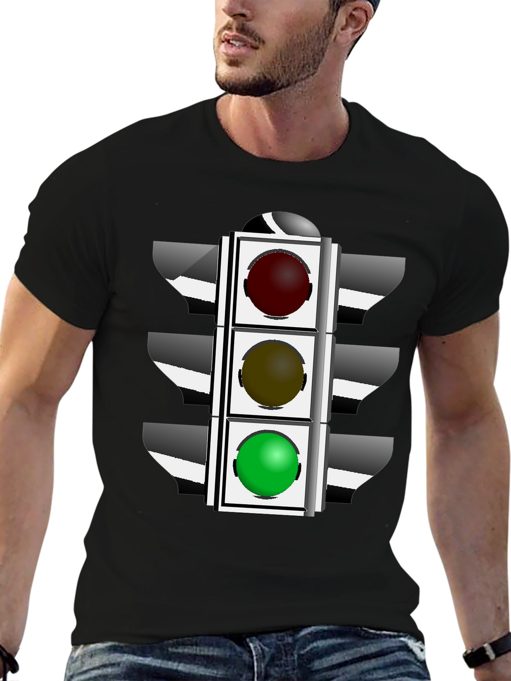 Traffic Light Graphic T-Shirt - Black