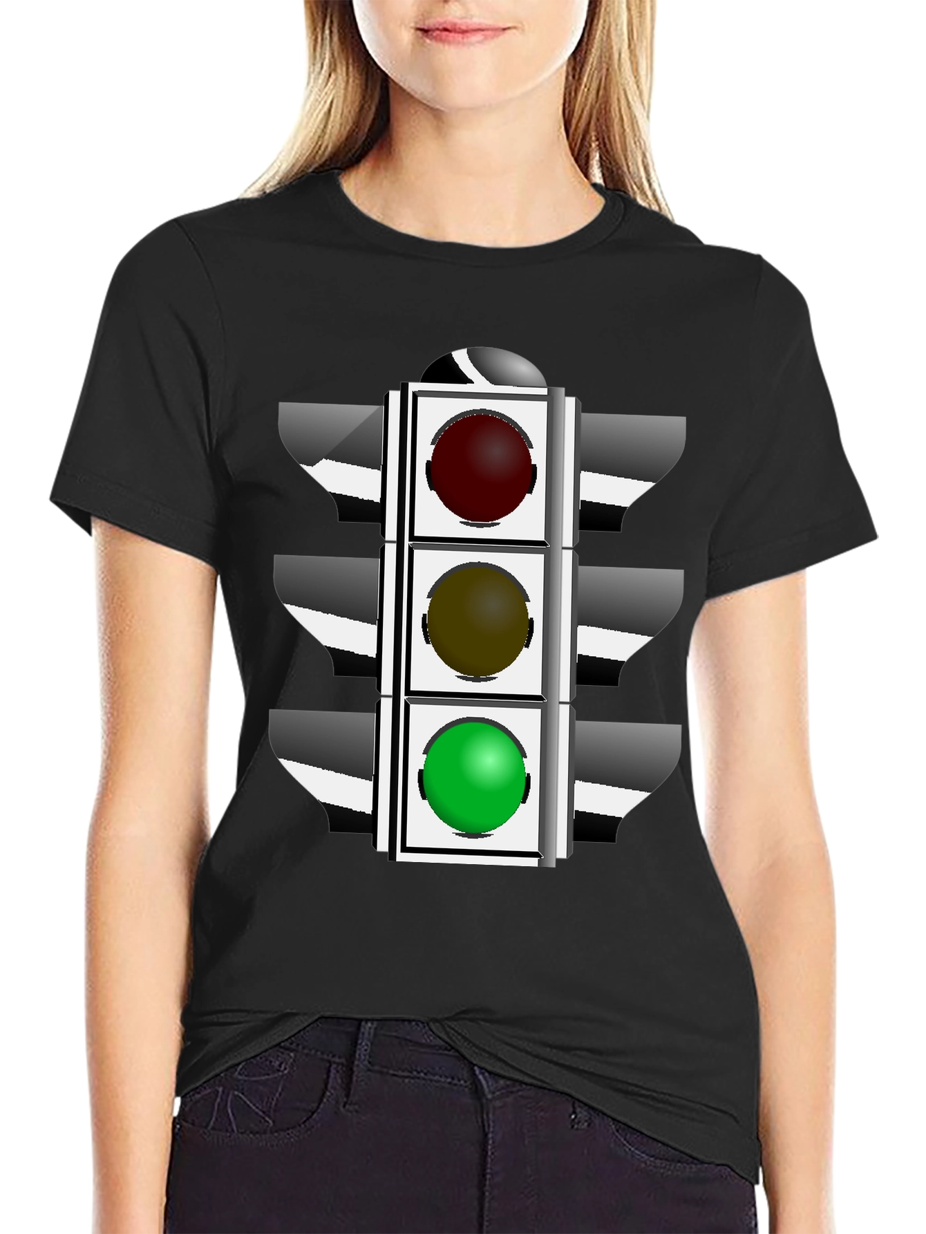 Traffic Light Graphic T-Shirt - Black