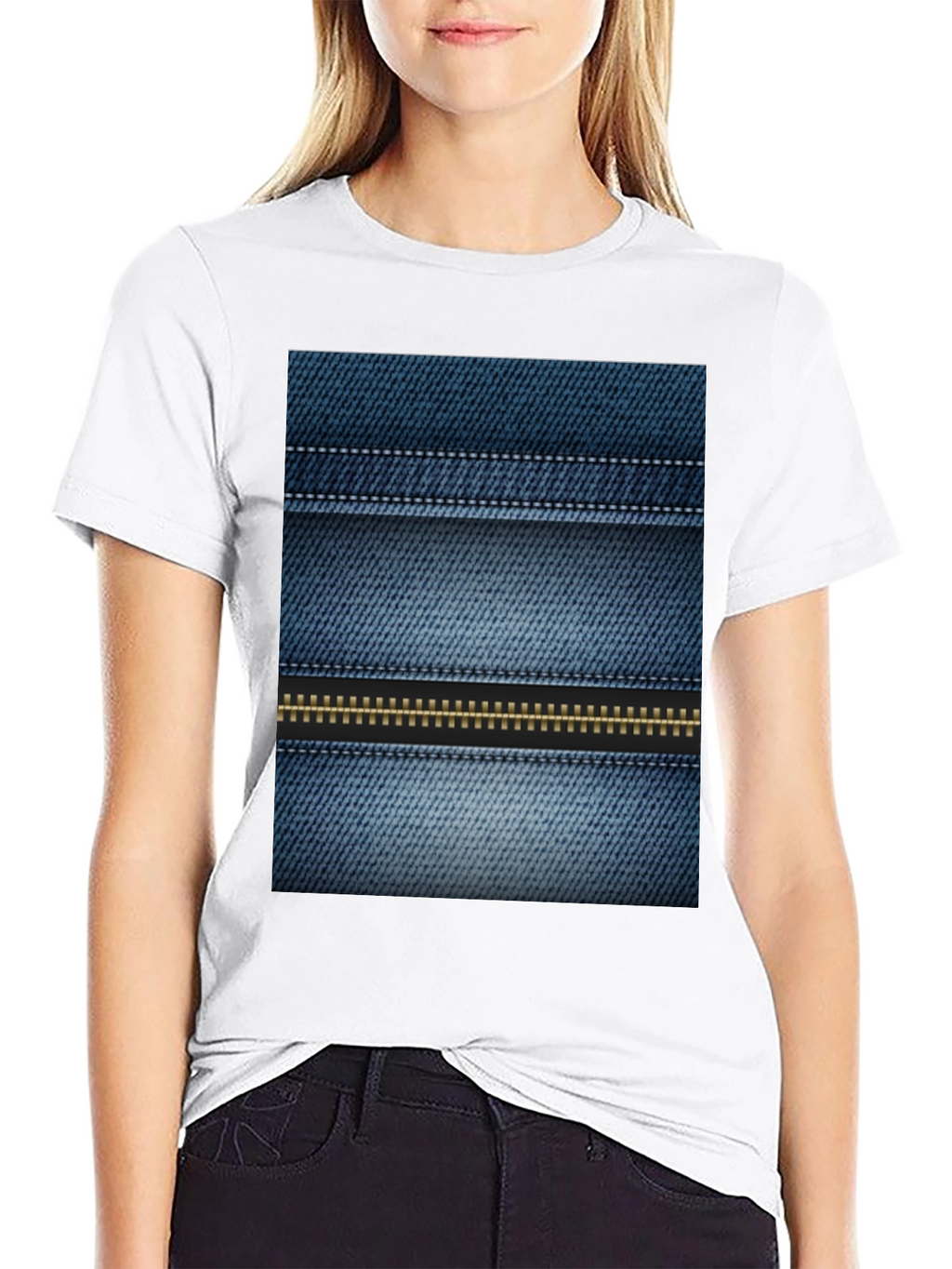 Denim Print Tee - Novelty Casual Shirt