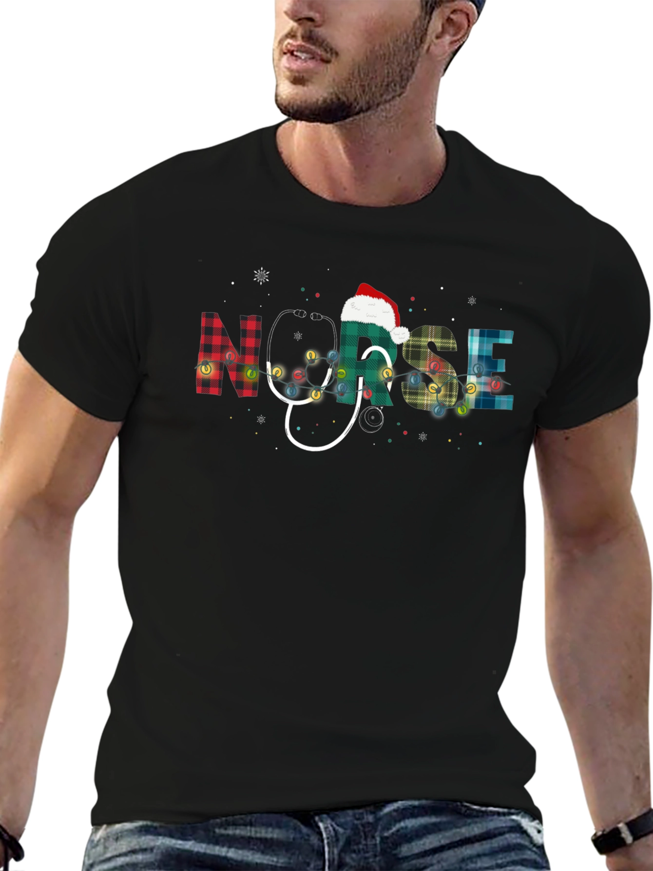 Nurse Christmas Plaid T-Shirt