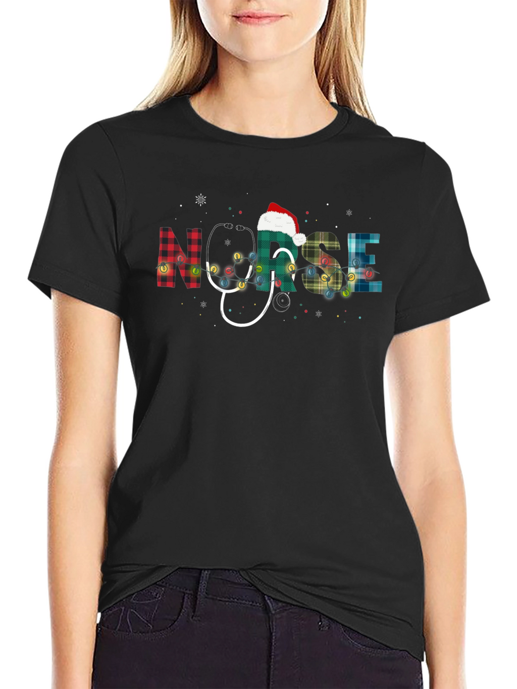 Nurse Christmas Plaid T-Shirt