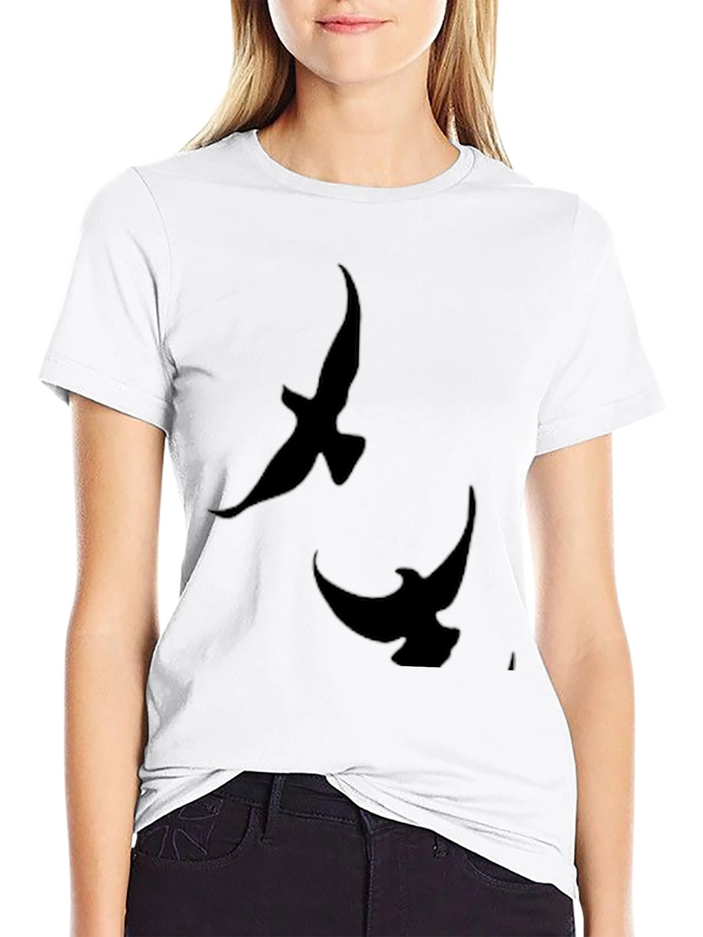 Mens Black T-Shirt with Bird Silhouette Design