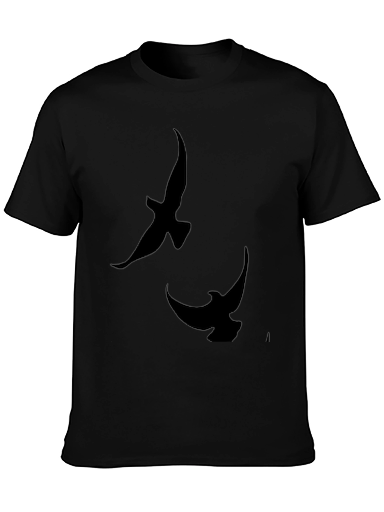 Mens Black T-Shirt with Bird Silhouette Design