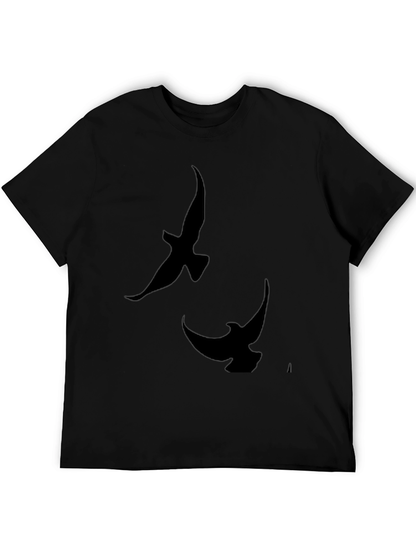 Mens Black T-Shirt with Bird Silhouette Design