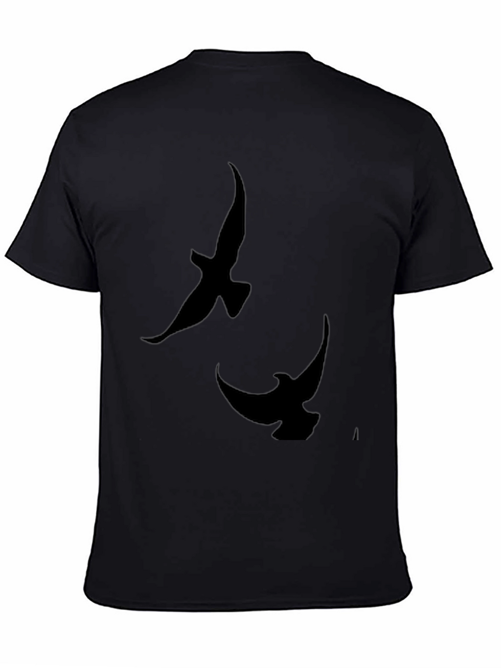 Mens Black T-Shirt with Bird Silhouette Design