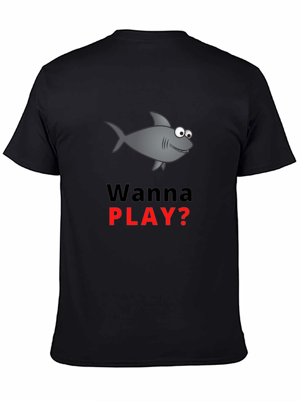 Wanna Play Shark Graphic Tee - Black Cotton Blend