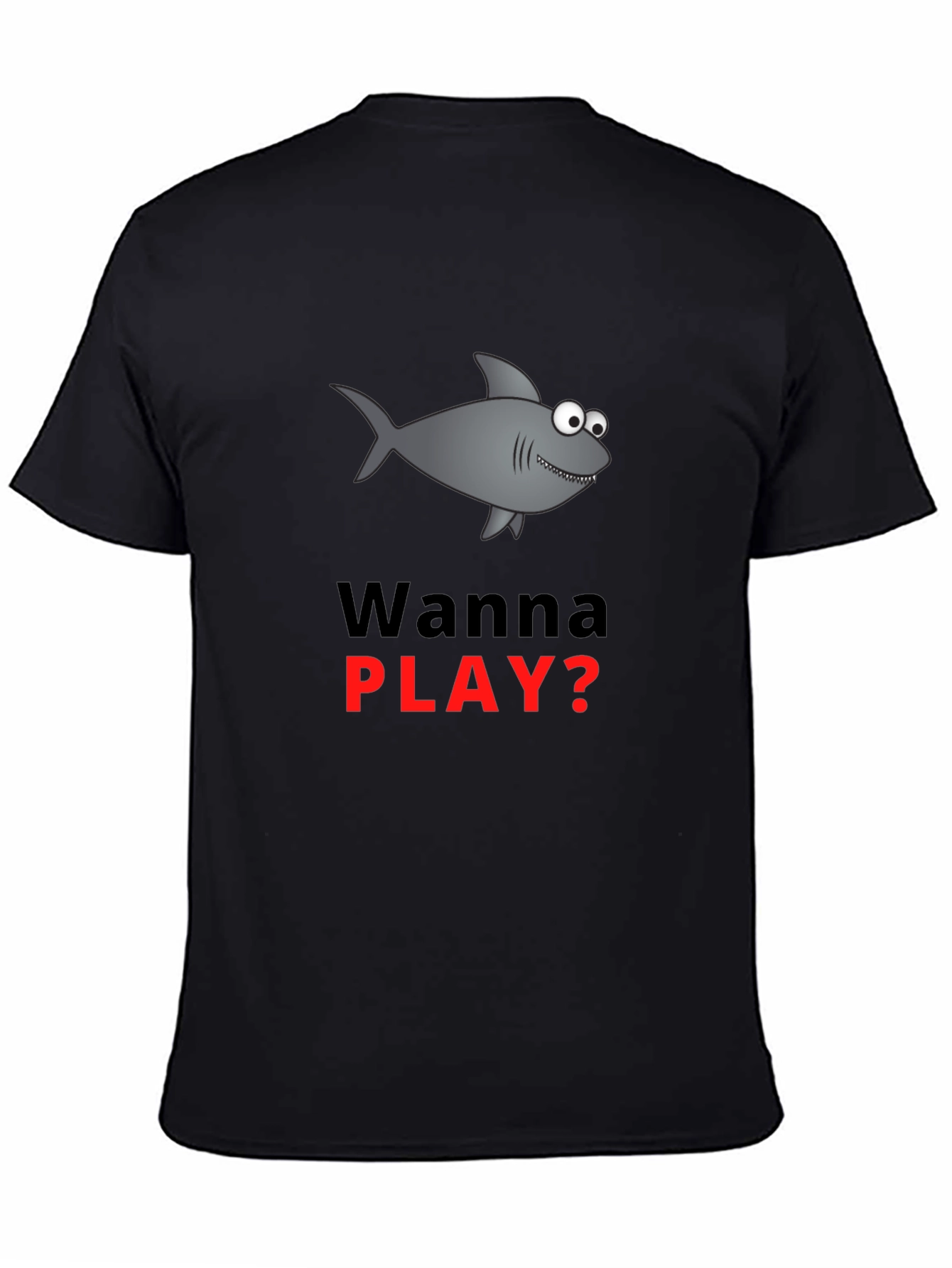 Wanna Play Shark Graphic Tee - Black Cotton Blend