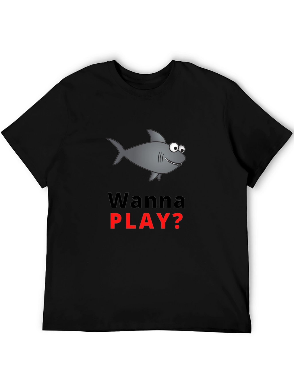 Wanna Play Shark Graphic Tee - Black Cotton Blend