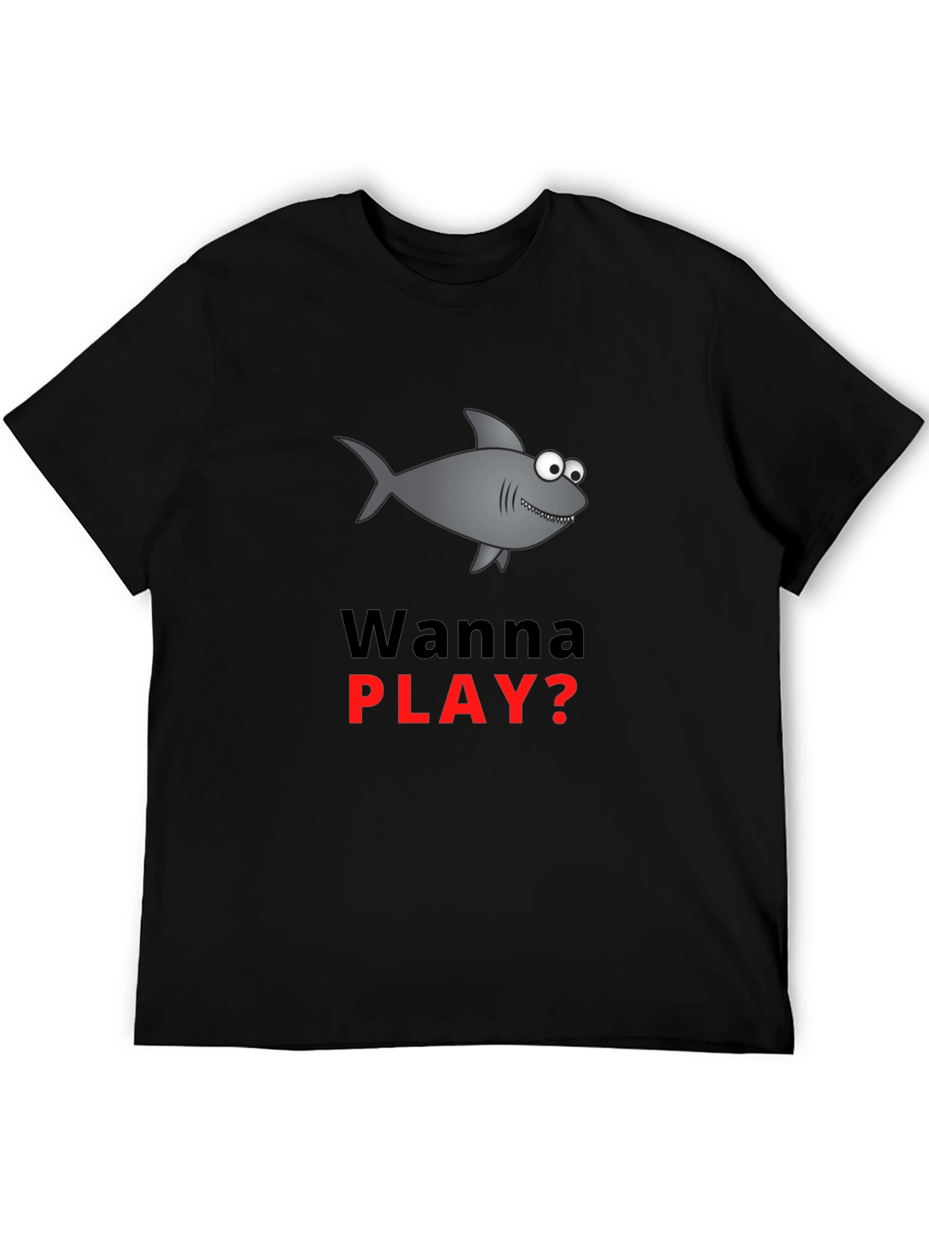 Wanna Play Shark Graphic Tee - Black Cotton Blend