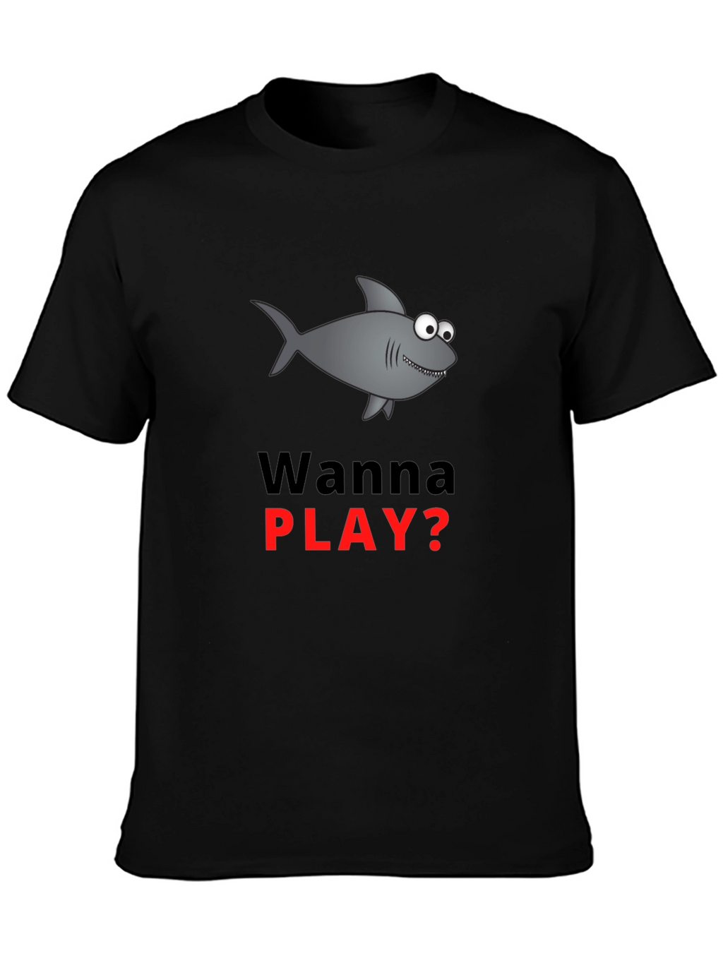 Wanna Play Shark Graphic Tee - Black Cotton Blend