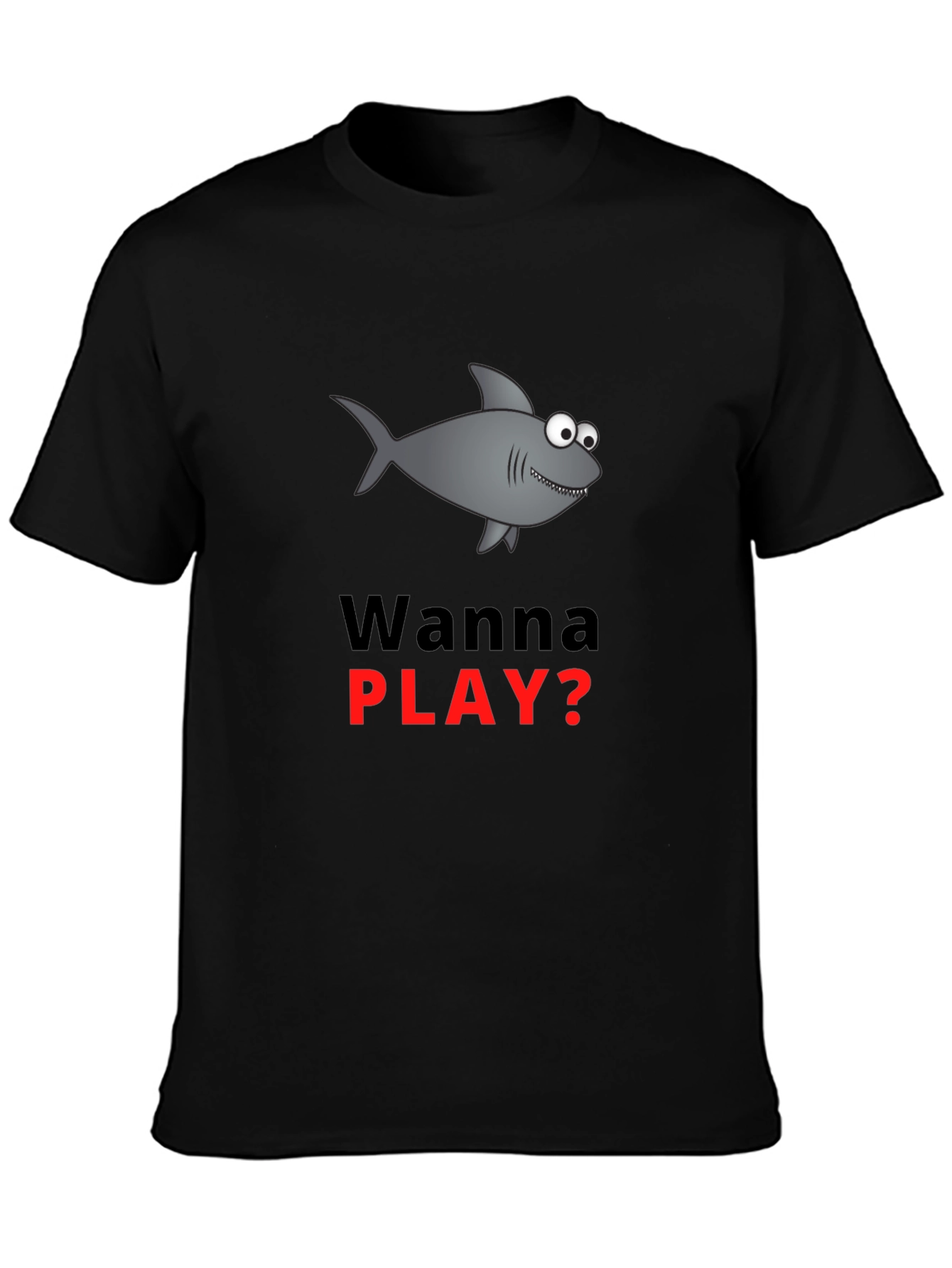 Wanna Play Shark Graphic Tee - Black Cotton Blend
