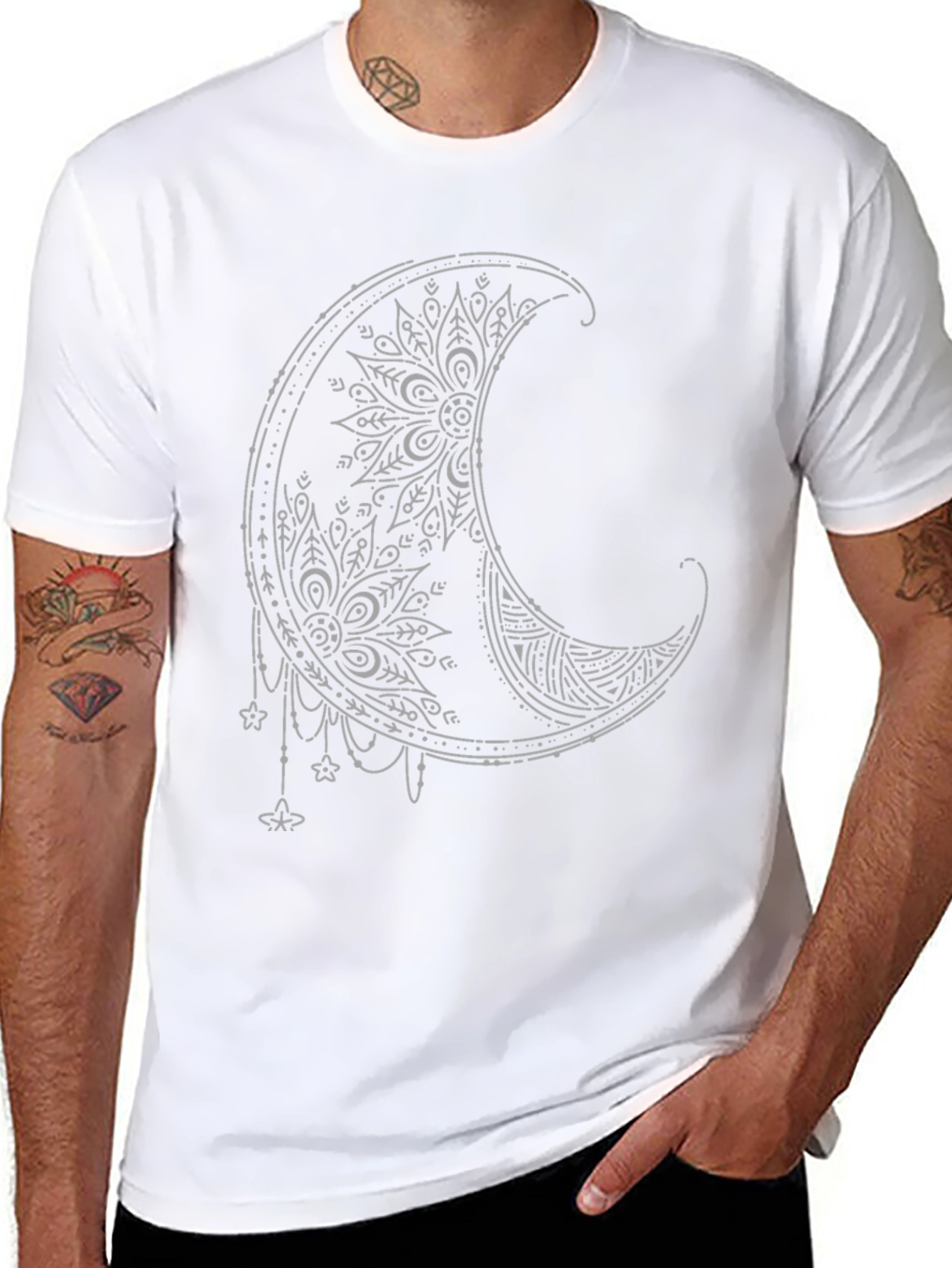 Boho Moon Graphic Tee - Stylish Black T-Shirt