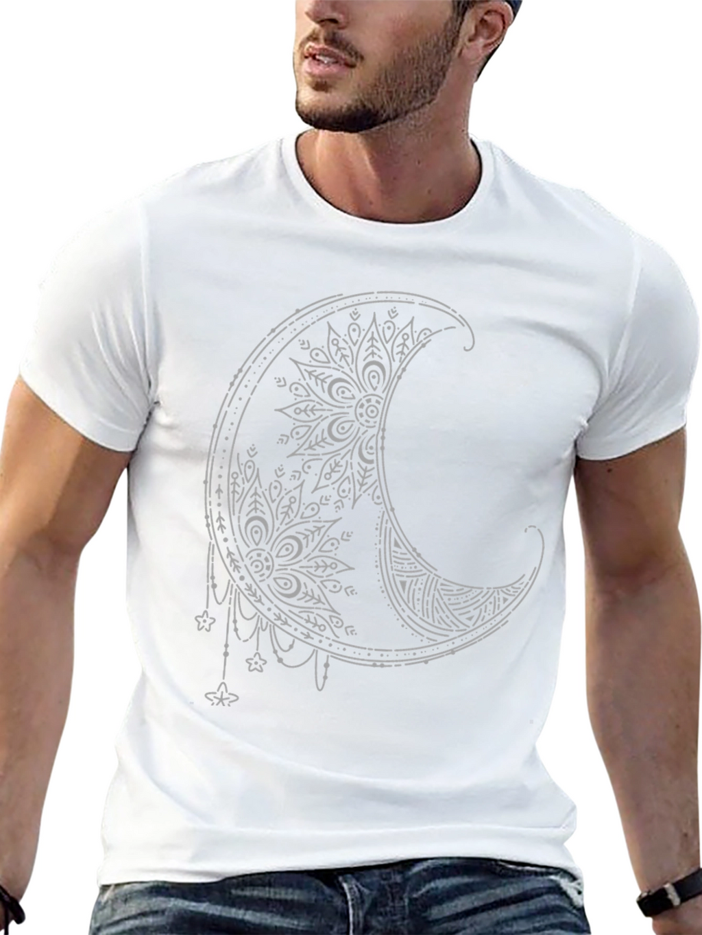 Boho Moon Graphic Tee - Stylish Black T-Shirt