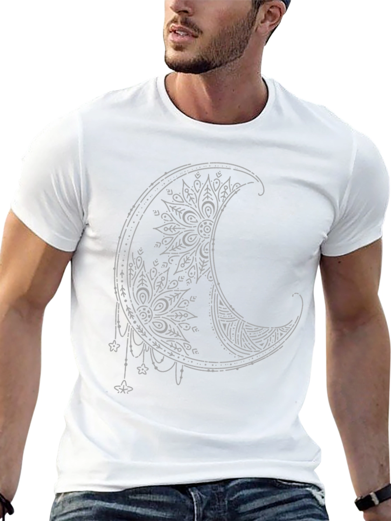 Boho Moon Graphic Tee - Stylish Black T-Shirt