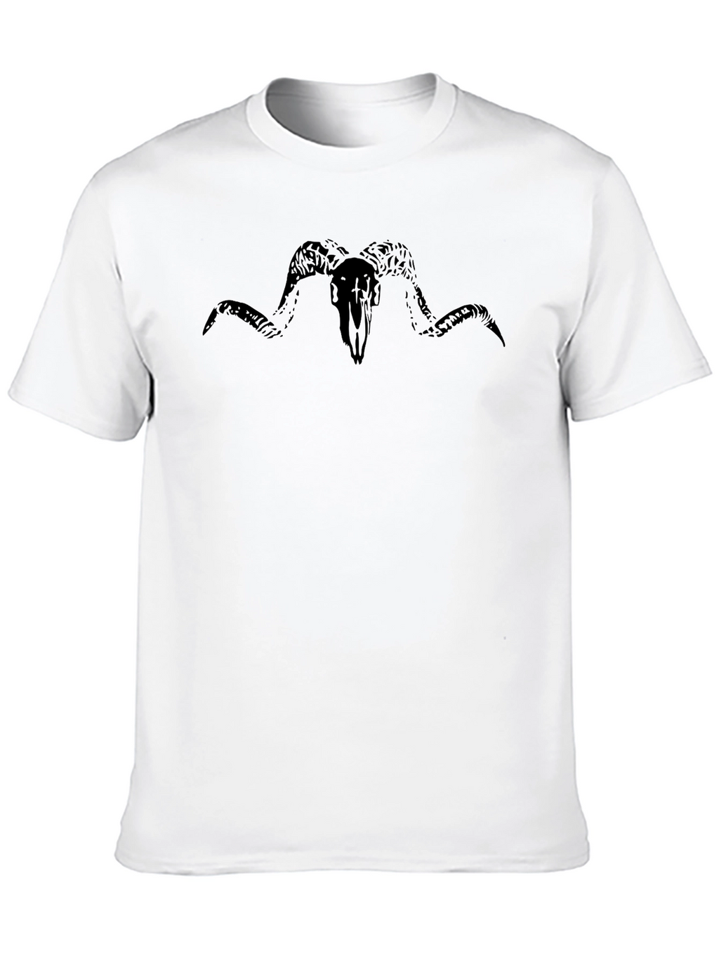 Mens Black T-Shirt with Ram Skull Graphic