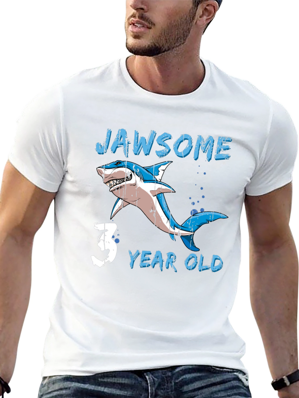 Jawsome 3 Year Old Shark Birthday T-Shirt