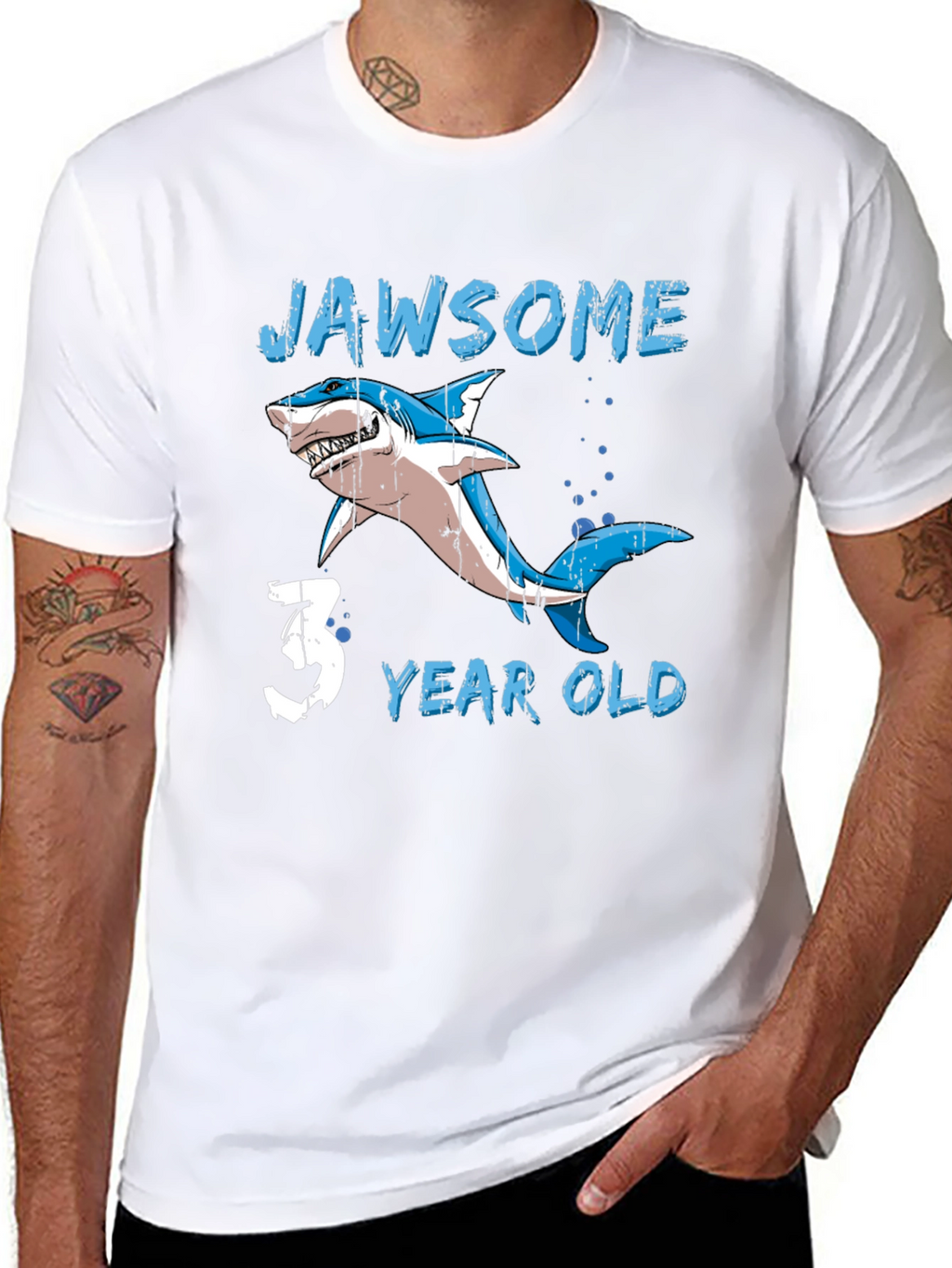 Jawsome 3 Year Old Shark Birthday T-Shirt