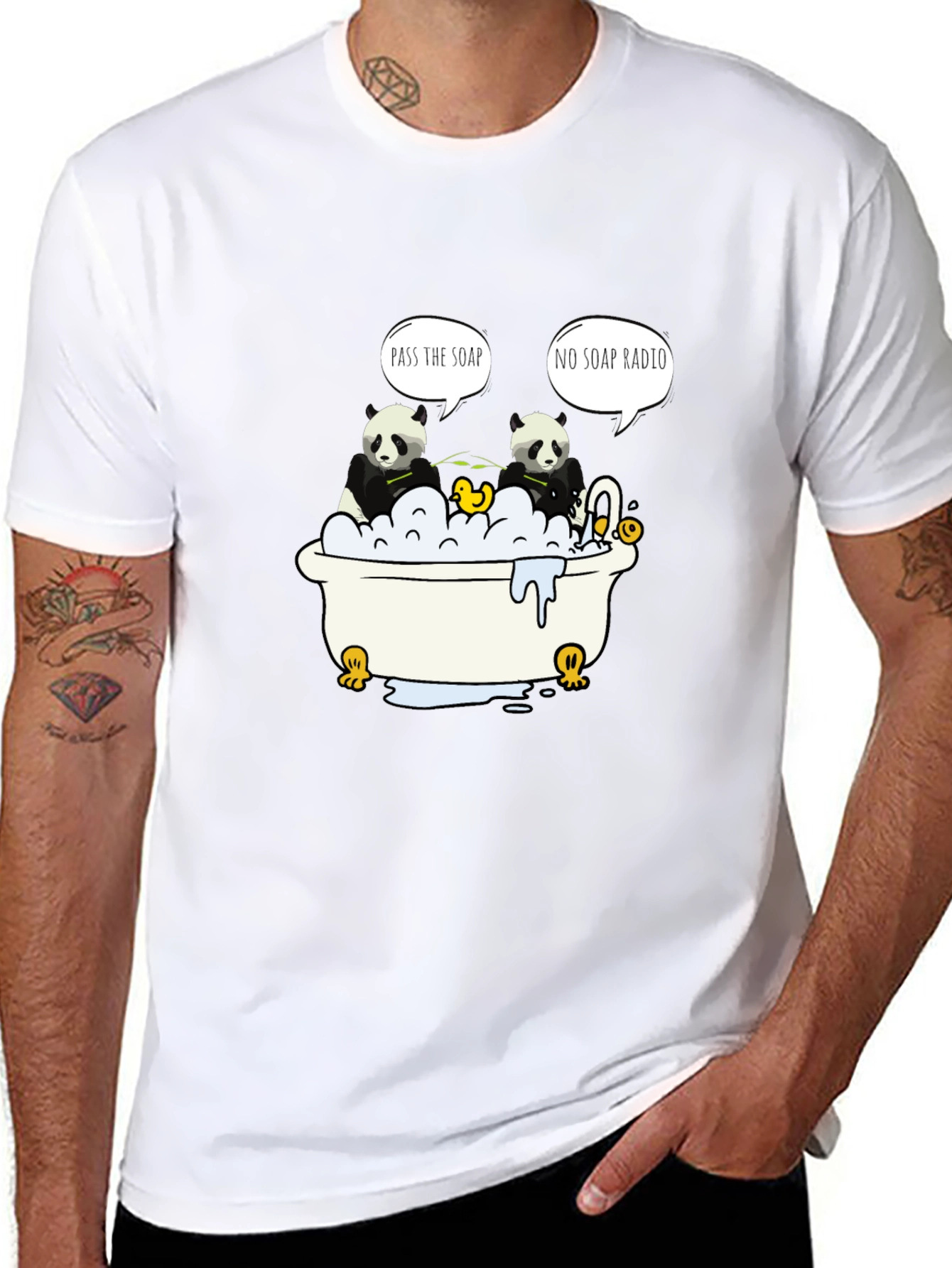 Panda Bath T-Shirt: Funny Panda Design