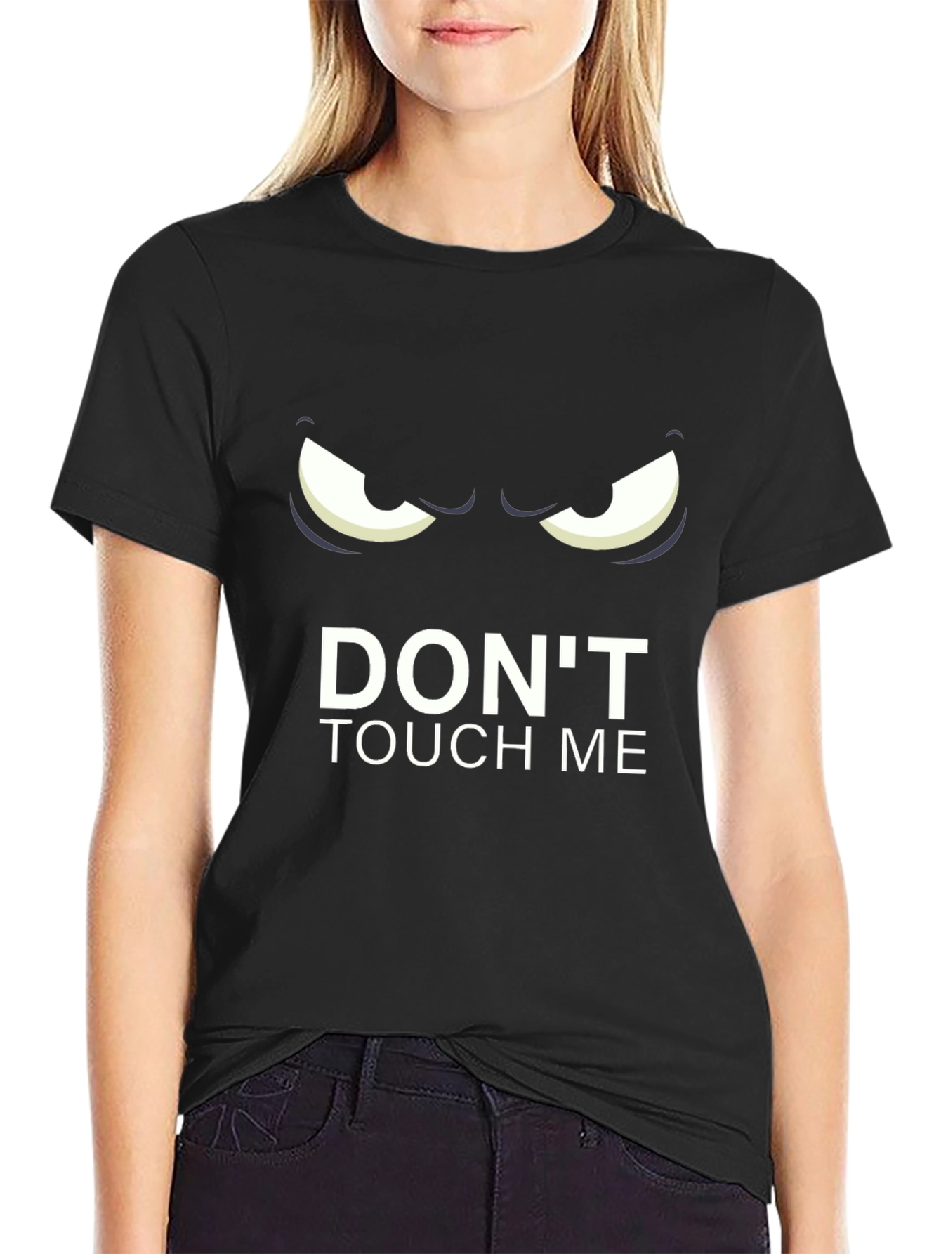 Dont Touch Me Graphic Tee - Black Cotton T-Shirt