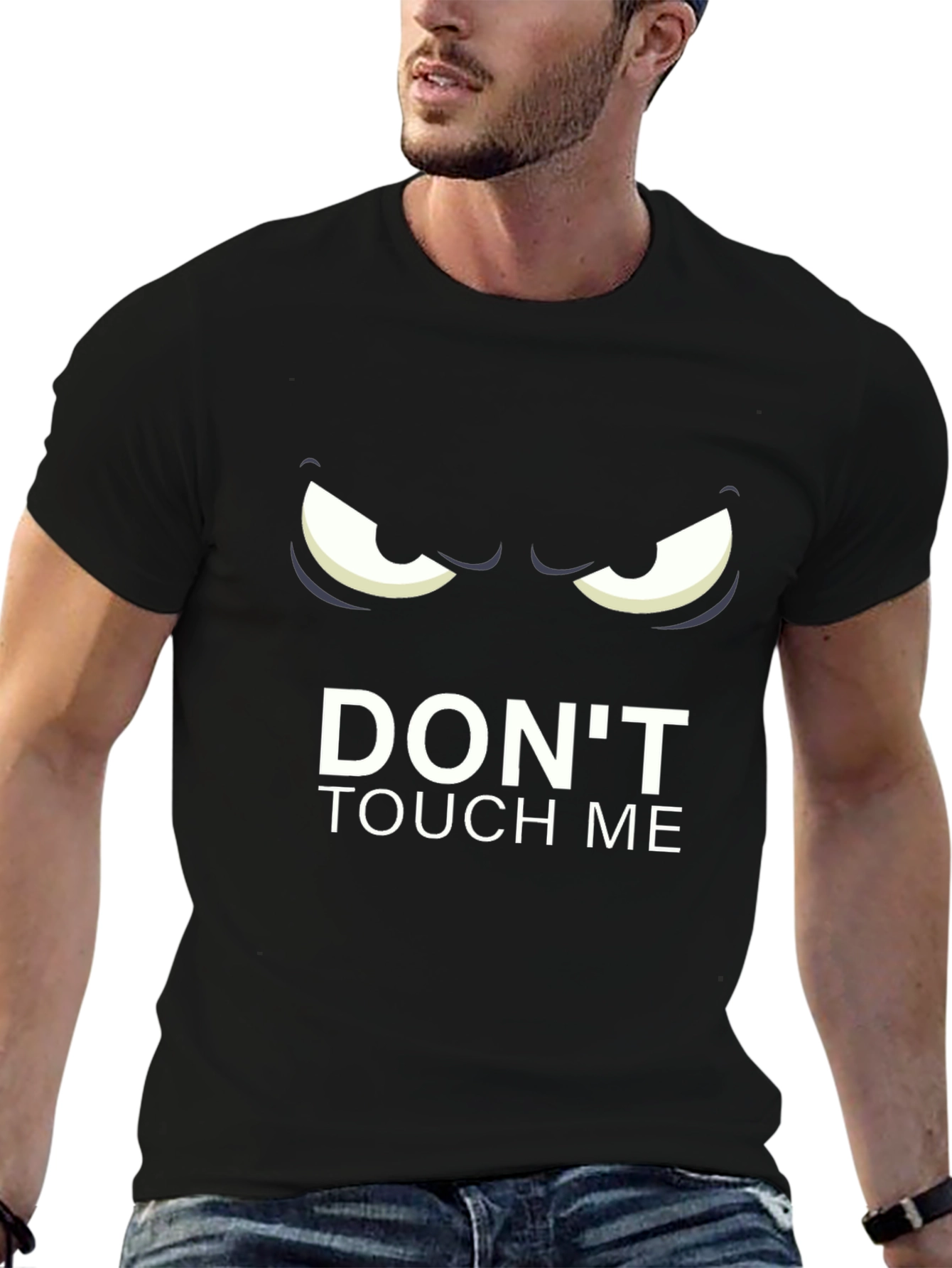 Dont Touch Me Graphic Tee - Black Cotton T-Shirt