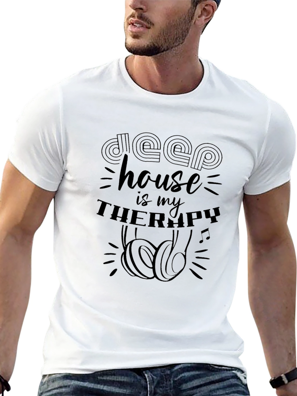 Deep House Therapy Black T-Shirt