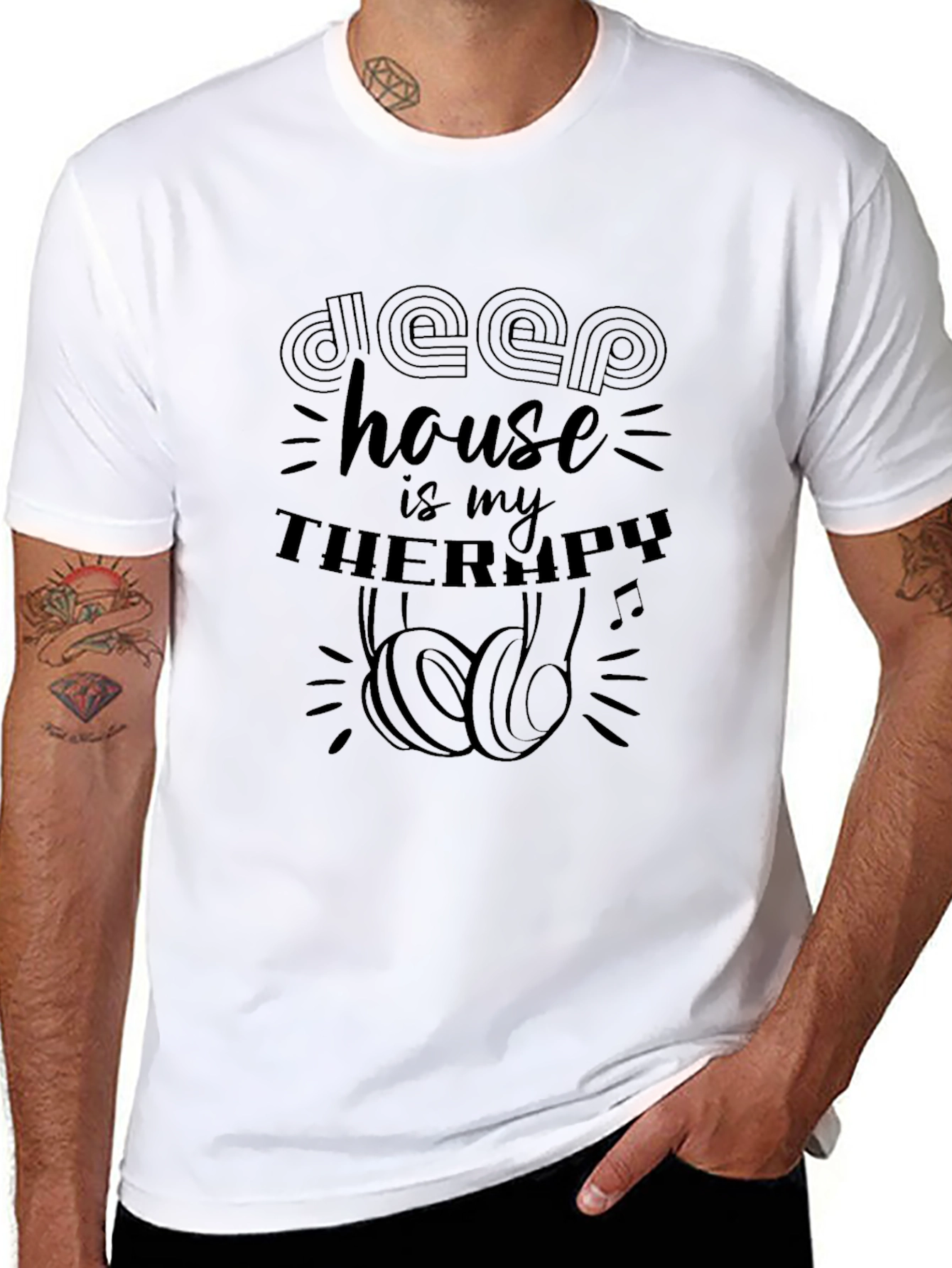 Deep House Therapy Black T-Shirt