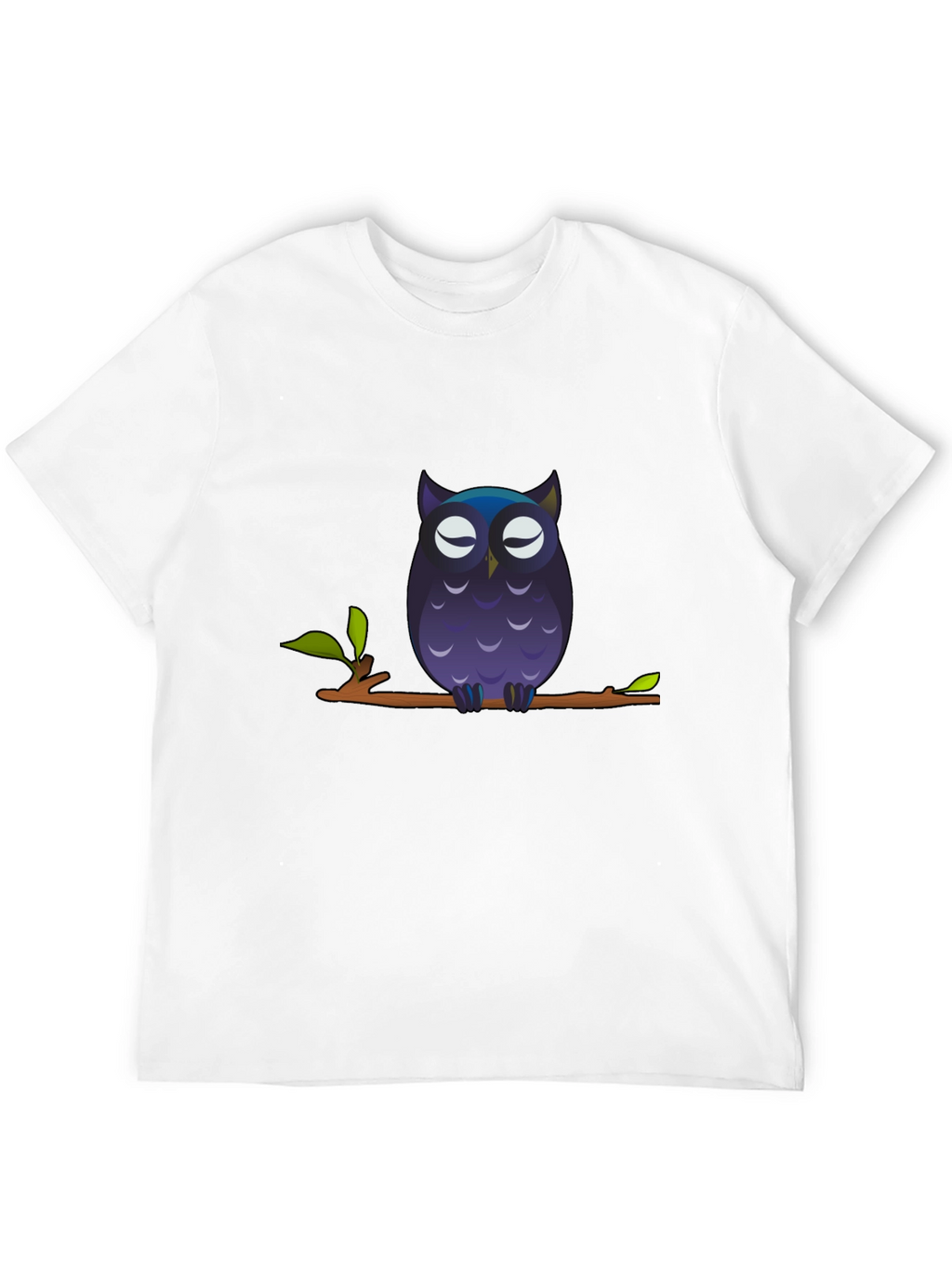 Owl on Branch Graphic Tee - Black Cotton T-Shirt