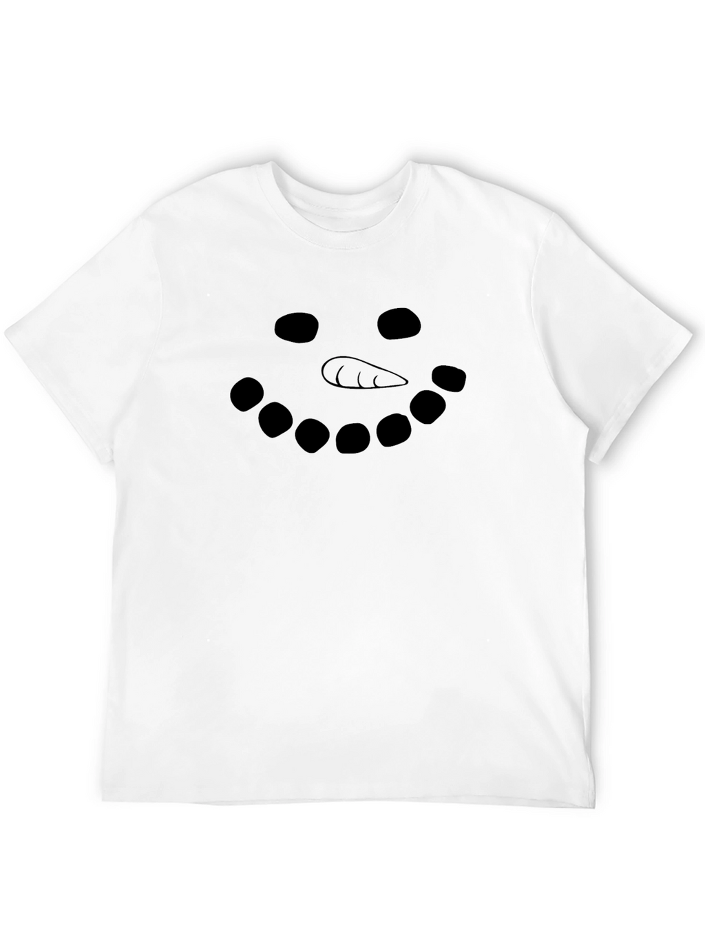 Snowman Face Graphic Tee - Black Cotton T-Shirt