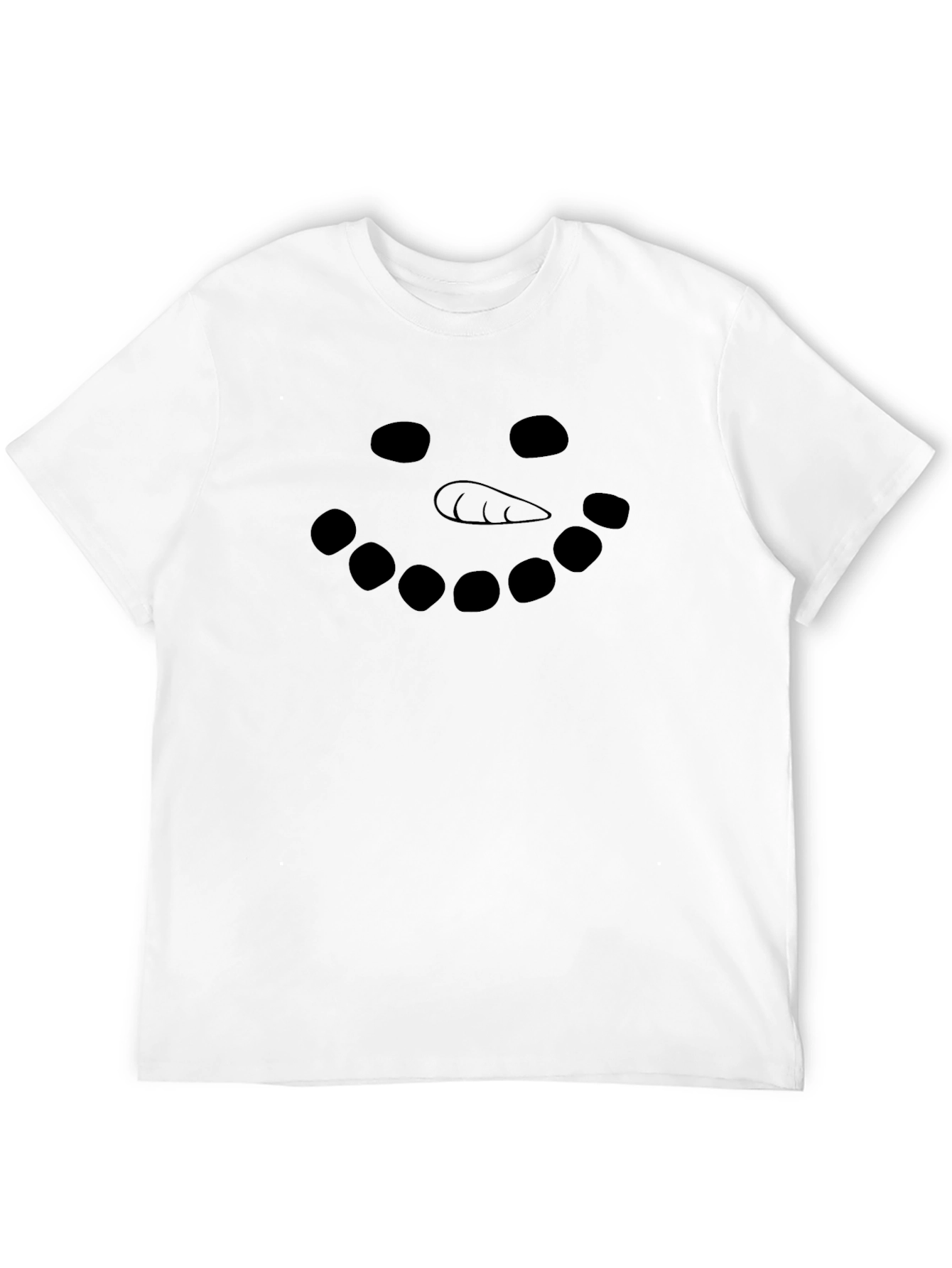 Snowman Face Graphic Tee - Black Cotton T-Shirt