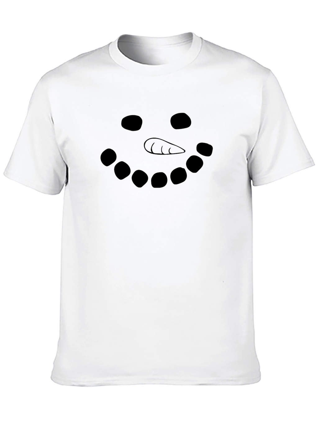 Snowman Face Graphic Tee - Black Cotton T-Shirt