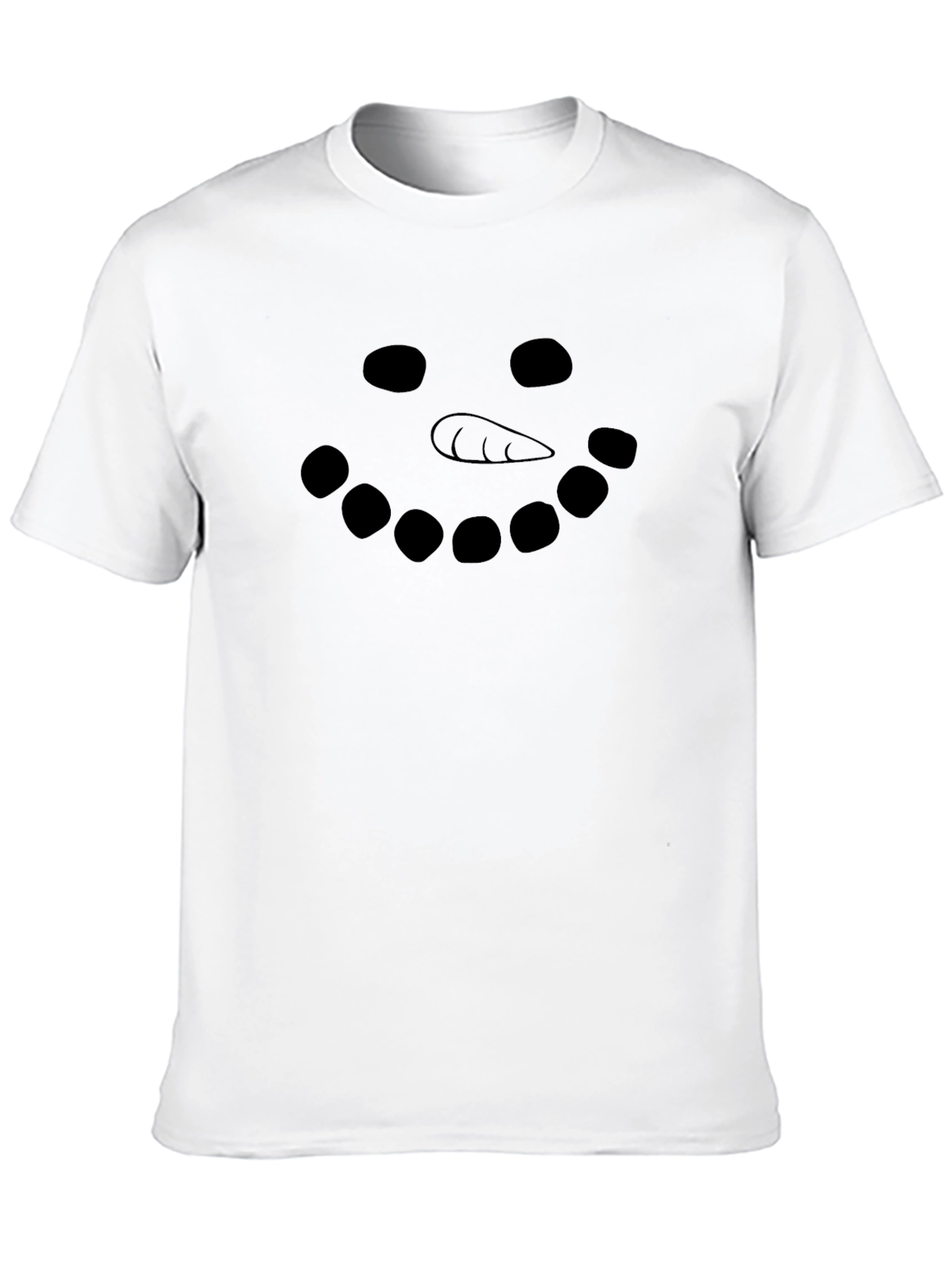 Snowman Face Graphic Tee - Black Cotton T-Shirt