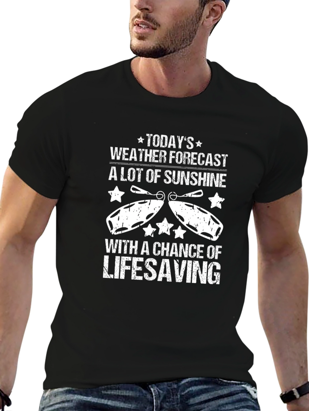 Lifeguard Weather Forecast Black T-Shirt