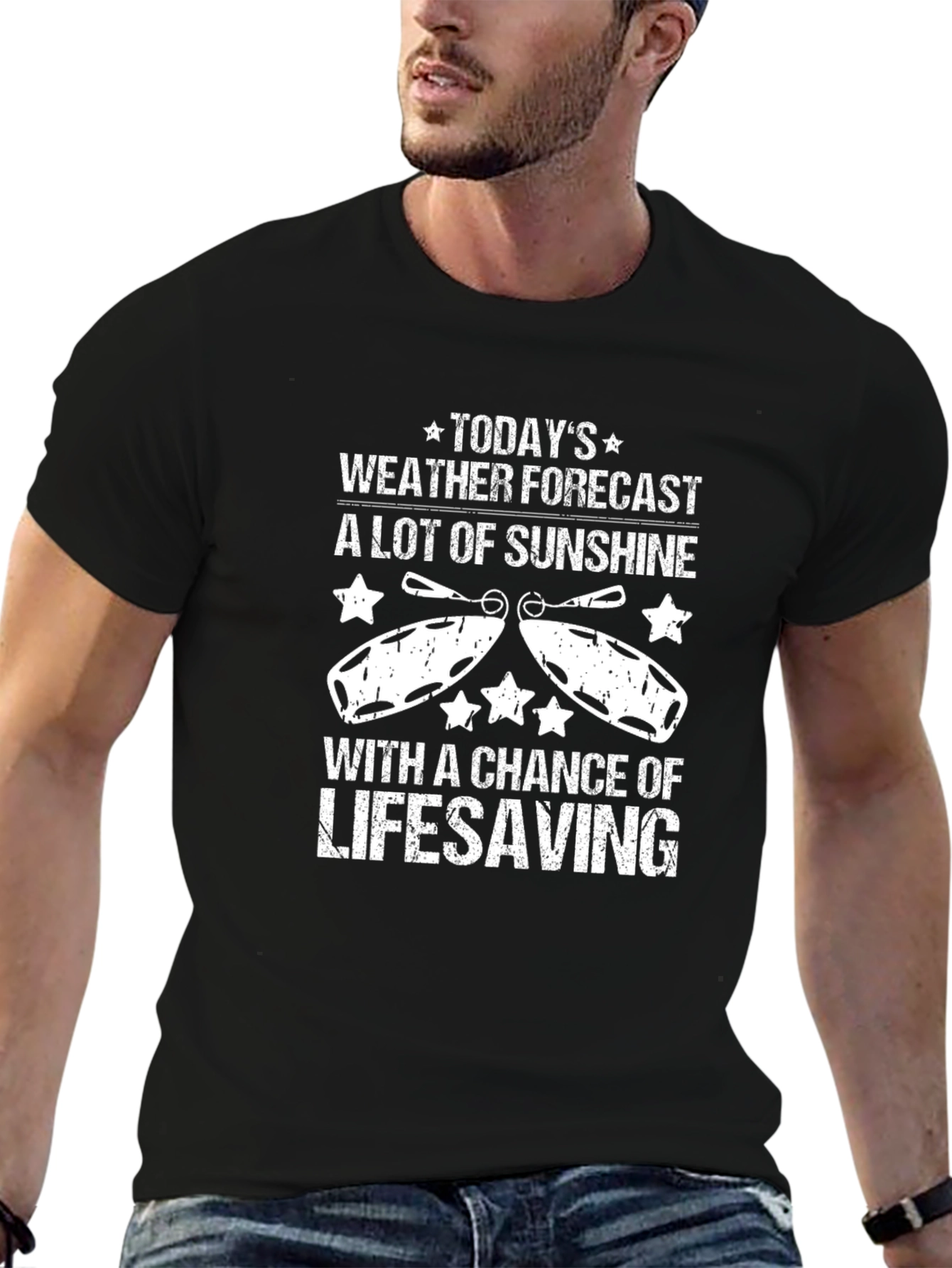 Lifeguard Weather Forecast Black T-Shirt