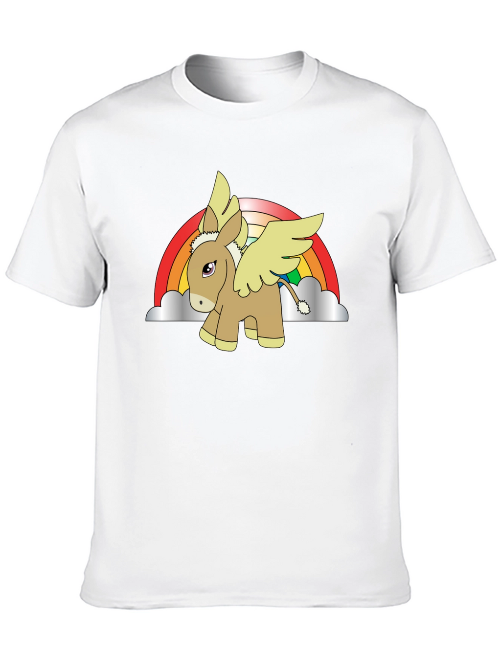 Rainbow Donkey Pegasus Black T-Shirt